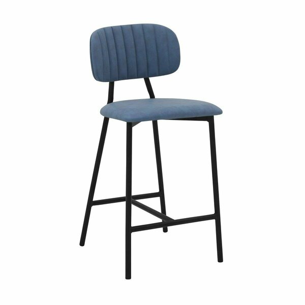 Seatsolutions 26 in. Rococo Counter Height Bar Stool Blue Faux Leather & Metal SE2756035